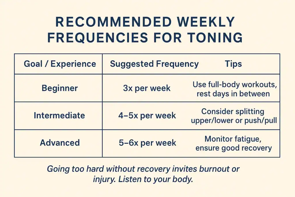 Achieving the Perfect Tone: How Often Should You Exercise for Results? 2 Graphic to show how often you should do exercise to help with toning Shepperton Green
