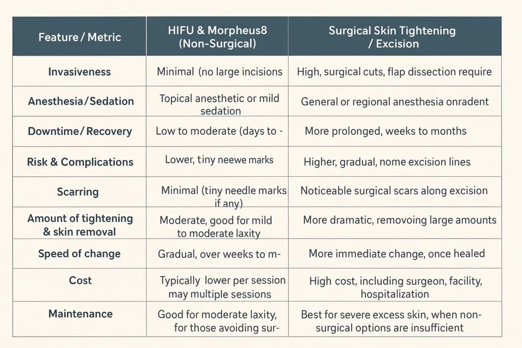 The Science of Skin Tightening 2 Table of skin tightening Shepperton Green benefits compared to surgical options