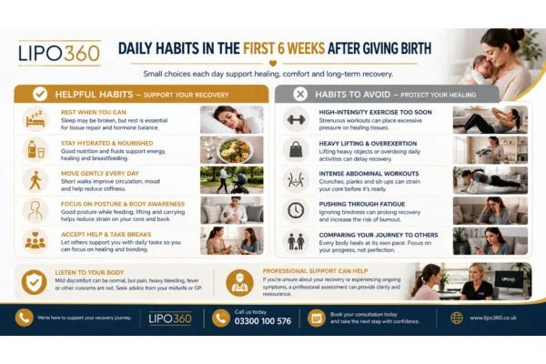 What to Do (and Avoid) in the First 6 Weeks After Giving Birth To Avoid Diastasis Recti 3 First 6 Weeks After Giving Birth To Avoid Diastasis Recti Shepperton Green : Daily Habits in the First 6 Weeks After Giving Birth